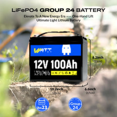WattCycle 12V 100Ah LiFePO4 Battery 2-Pack - Grade A+ Lithium Solar Battery