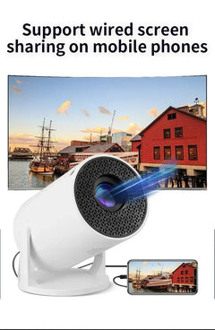 HY200 270 Rotary Portable Projector Full HD 1080P Android iOS PC USB HDMI Compatible Home Video System