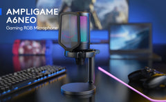 FIFINE A6NEO USB Gaming Microphone - RGB Streaming Podcast Mic for PC/PS5
