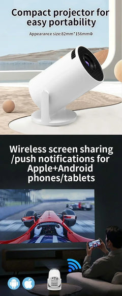 HY200 270 Rotary Portable Projector Full HD 1080P Android iOS PC USB HDMI Compatible Home Video System