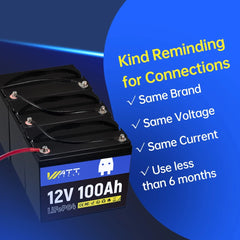 WattCycle LiFePO4 Battery 12V 100Ah 2 PACK Grade A+ Cells With BMS 100A Series or Parallel Connection Lithium Battery Packs