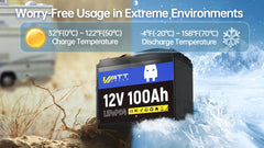 WattCycle 12V 100Ah LiFePO4 Battery 2-Pack - Grade A+ Lithium Solar Battery