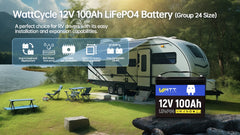 WattCycle LiFePO4 Battery 12V 100Ah 2 PACK Grade A+ Cells With BMS 100A Series or Parallel Connection Lithium Battery Packs