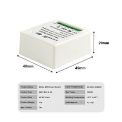 Matter 16A WiFi mini Smart Switch Pass-through Disconnect Dual Control Outletorks Remote Control Timer