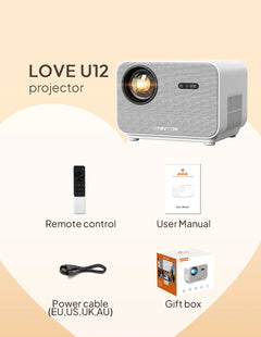 BYINTEK U12 4K Projector - 800 ANSI WiFi 6 Auto Focus Home Theater
