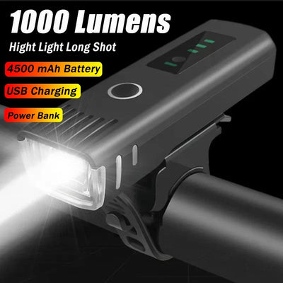 1000LM Bicycle Front Light - USB Rechargeable LED Bike Headlight