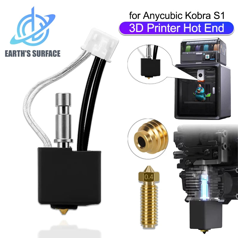 3D Printer Parts for Anycubic Kobra S1 Combo Hotend Kobra S1C Hot End Kit Nozzle 0.2 0.4 0.6 0.8mm Hotend Thermistor Kobra S1