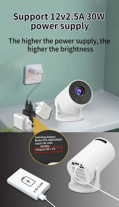 HY200 270 Rotary Portable Projector Full HD 1080P Android iOS PC USB HDMI Compatible Home Video System