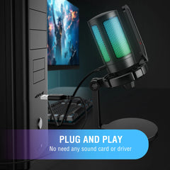 FIFINE A6NEO USB Gaming Microphone - RGB Streaming Podcast Mic for PC/PS5