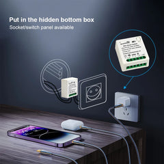 Matter 16A WiFi mini Smart Switch Pass-through Disconnect Dual Control Outletorks Remote Control Timer