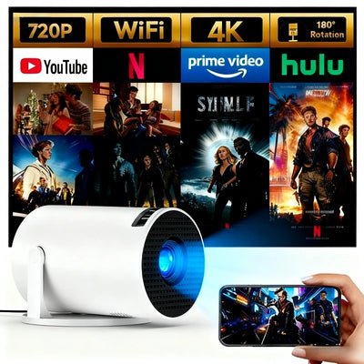 HY200 270 Rotary Portable Projector Full HD 1080P Android iOS PC USB HDMI Compatible Home Video System
