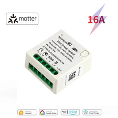 Matter 16A WiFi mini Smart Switch Pass-through Disconnect Dual Control Outletorks Remote Control Timer