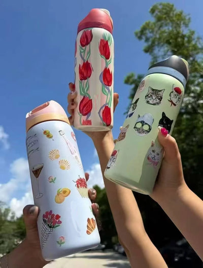 O-Wa 32oz Stainless Steel Thermos - Insulated Sports Water Bottle