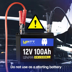 WattCycle 12V 100Ah LiFePO4 Battery 2-Pack - Grade A+ Lithium Solar Battery
