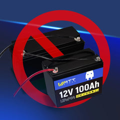 WattCycle LiFePO4 Battery 12V 100Ah 2 PACK Grade A+ Cells With BMS 100A Series or Parallel Connection Lithium Battery Packs